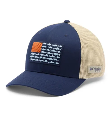 Gorra Columbia PFG con bandera de pez y malla