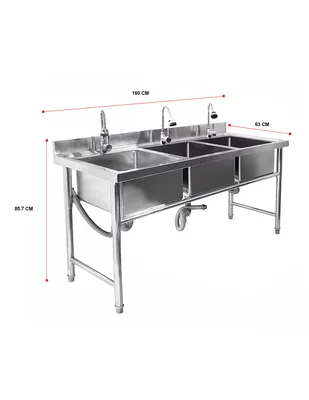 Monomando Triple Mindejal Gyx10-sp Gris De Acero Inoxidable Con Accesorios