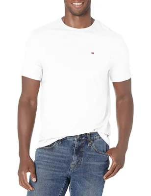 Camiseta Tommy Hilfiger Para Hombre Con Cuello Redondo Y Bolsillo Blanca 2xl - Venta Internacional.