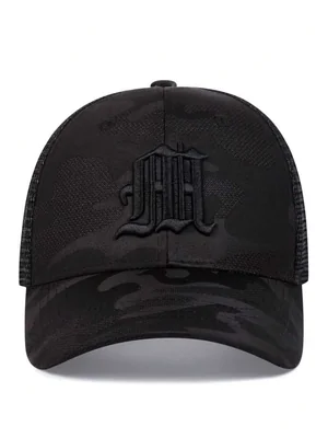 Gorra Trucker Negra Camuflaje con Logo Bordado