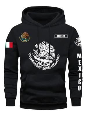 Sudadera Negra 03 Con Gorro México Escudo Nacional Con Bandera moto deportes águila bici correr gym
