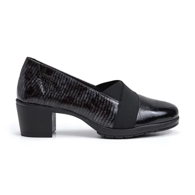 Mocasín Elásticos Cruzados 24 Hrs Negro Textura Animal Print Serpiente para Mujer