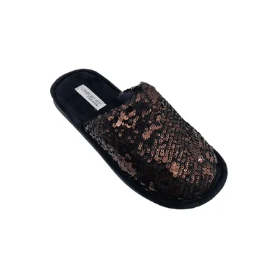 Pantufla Destalonada Lentejuela Negro Comfort Fit By As para Mujer