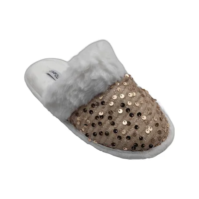 Pantufla Destalonada Lentejuela Oro Rosa Comfort Fit By As para Mujer