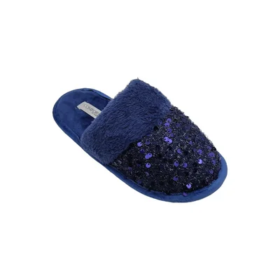 Pantufla Destalonada Lentejuela Azul Comfort Fit By As para Mujer