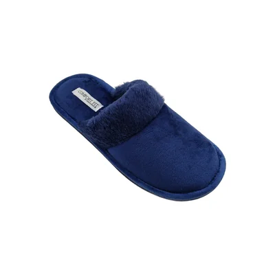 Pantufla Destalonada con Peluche Azul Comfort Fit By As para Mujer