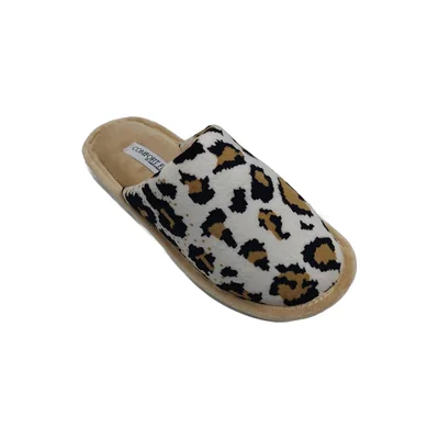 Pantufla Cerrada Animal Print Beige Comfort Fit By As para Mujer