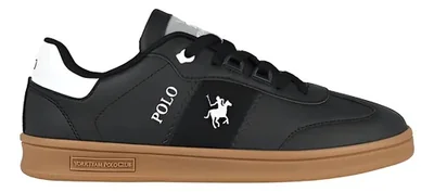 Tenis Polo Club York Team Hom013ngo Comodo Original Moda Negro Liso