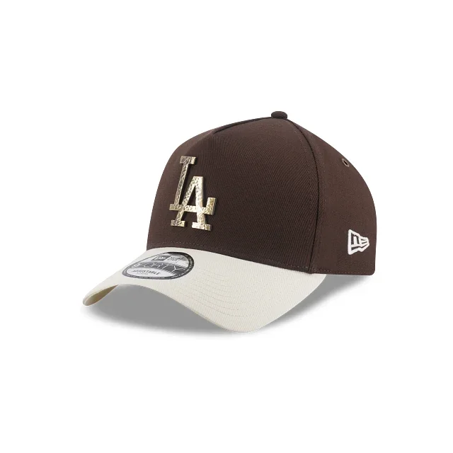 Los Angeles Dodgers MLB Hammered Metal 9FORTY A-Frame Strapback Café