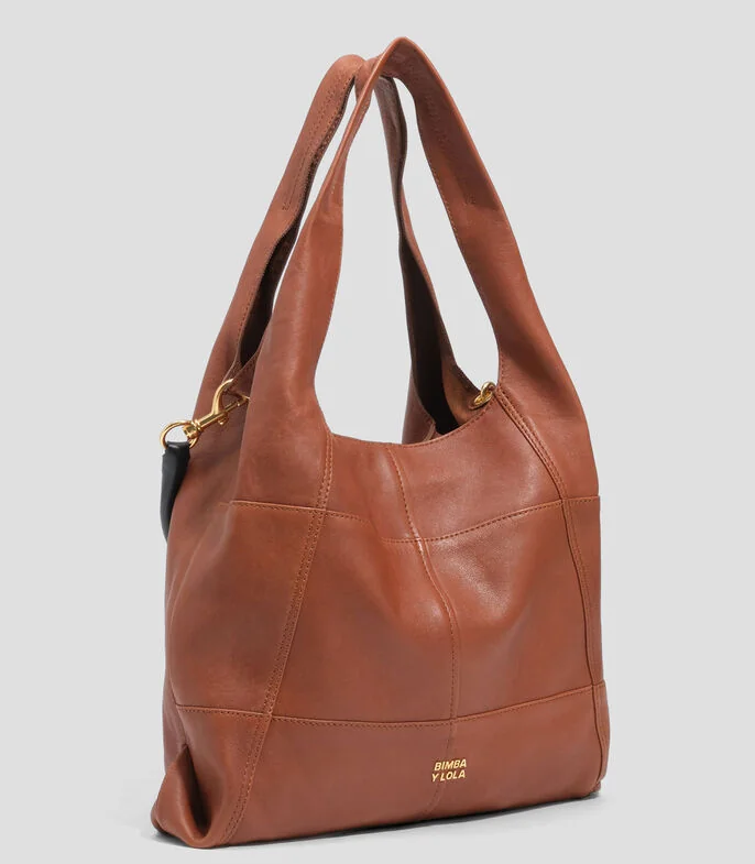 Bolsa tote marrón claro en piel Paper Mujer
