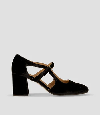 Zapatillas de tacón medio de media luna Sandra en piel Mujer