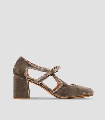 Zapatillas de tacón medio de media luna Sandra en piel Mujer
