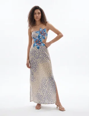 Vestido maxi de fiesta escote medio