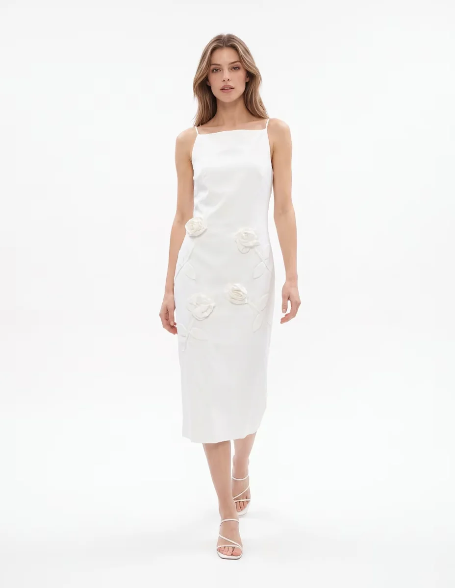 Vestido midi de fiesta escote medio
