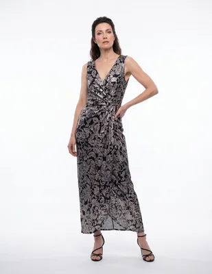 Vestido maxi de fiesta escote medio