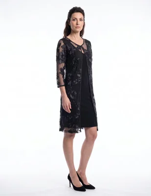 Vestido a la rodilla de fiesta escote medio
