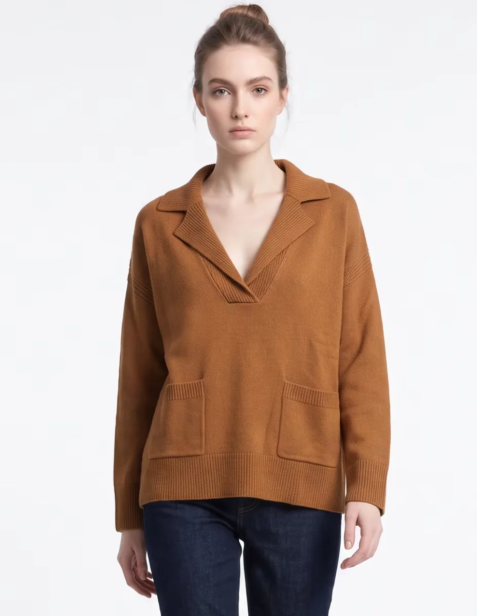 Suéter cuello solapa para mujer