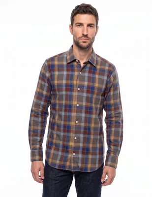 Camisa casual polo sur de algodón manga larga para hombre