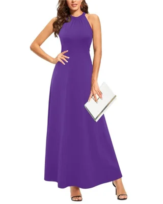 Vestido STYLEWORD Maxi con escote halter color púrpura - Talla S