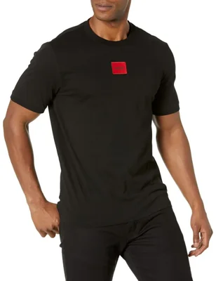 Camiseta HUGO de cuello redondo con logo talla M negro