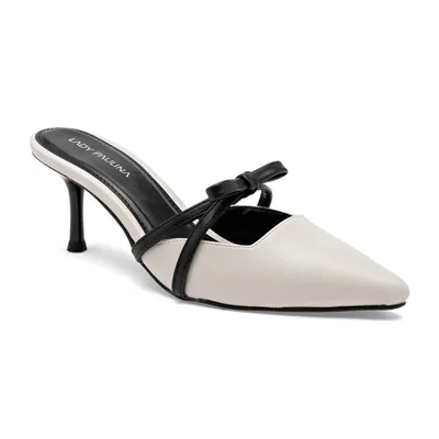 Lady Paulina zapatilla semiabierta para mujer latte negro cod 147343-E