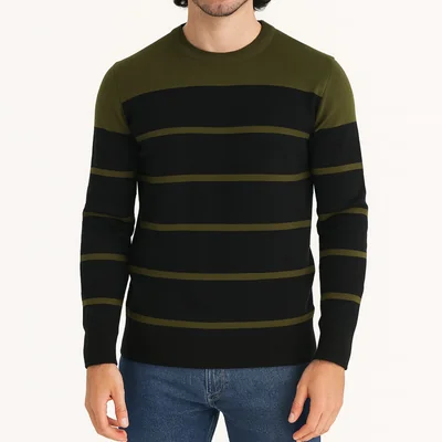 Suéter Tejido A Rayas Color Verde Para Hombre CHB Chili Beans Clothing Co.