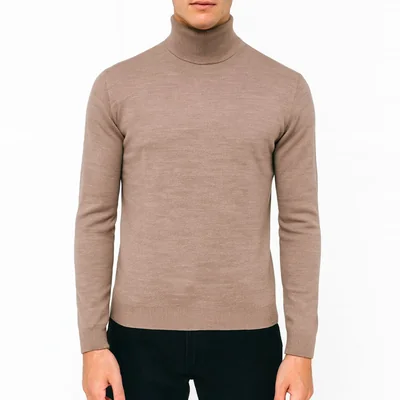 Suéter Tejido De Cuello Alto Color Beige Para Hombre CHB Chili Beans Clothing Co.