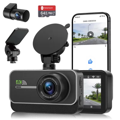 Dash Cam Gmaipop 4k+1080p Wifi En La Parte Delantera Y Trasera Con Aplicación De 64 Gb - Venta Internacional.