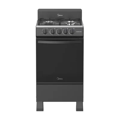 Estufa De Piso Midea Mastercook 20 Pulgadas 4 Quemadores Negra Mgs20fs1biabb