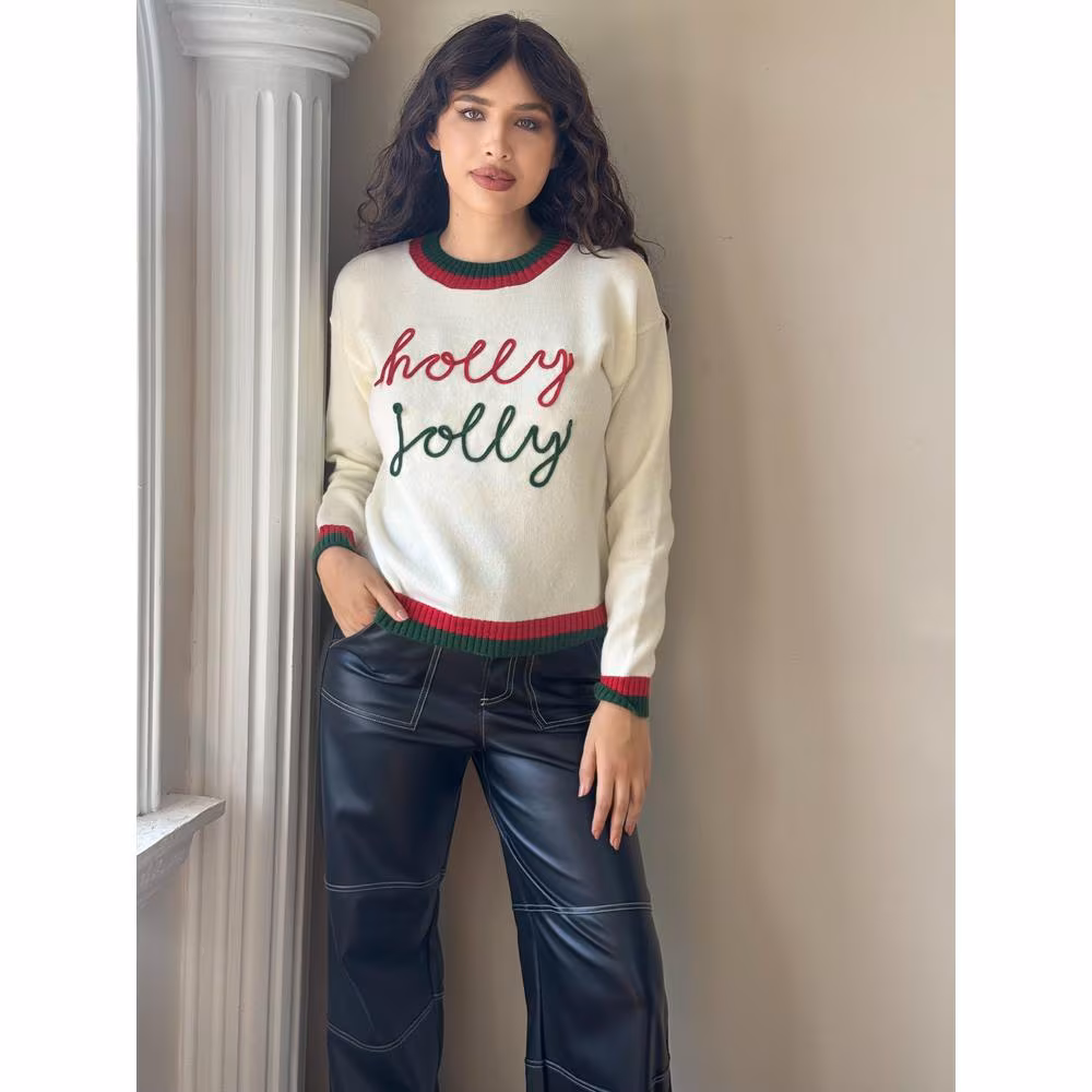Suéter Holly Jolly Navideño Blanco