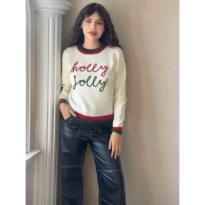 Suéter Holly Jolly Navideño Blanco