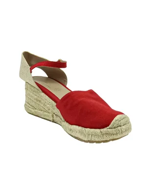 Alpargata Con Plataforma Para Mujer La Caprichosa 132 Rojo Punta Cerrada Con Ajuste De Hebilla