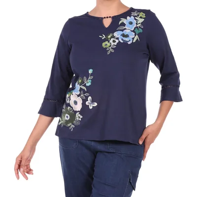 Blusa Bordado Floral Manga 3/4 Alfred Dunner para Mujer