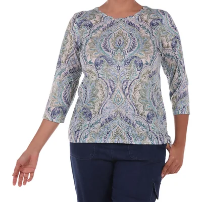 Blusa Estampado Geométrico Manga Larga Alfred Dunner para Mujer