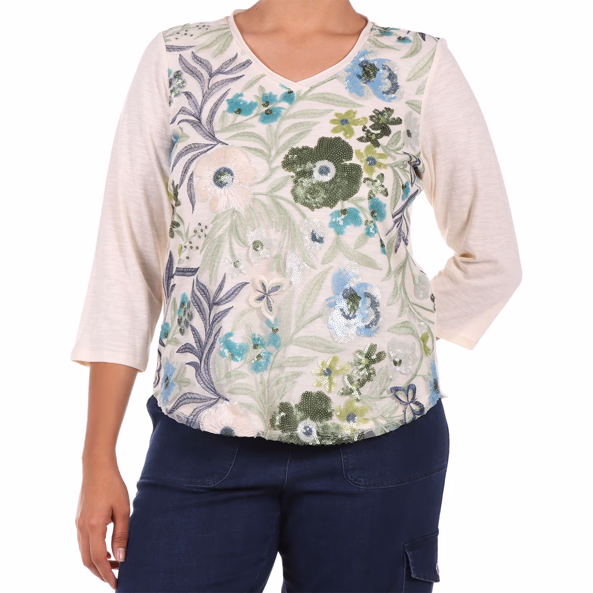 Blusa Floral Bordada Alfred Dunner para Mujer