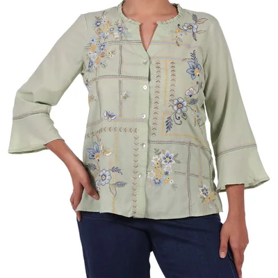 Camisa Floral Bordada Alfred Dunner para Mujer
