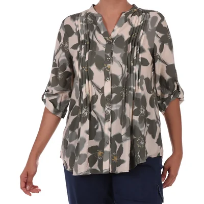 Blusa Estampado Floral con Botones Ruby Rd para Mujer