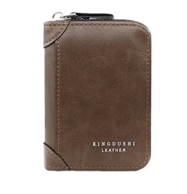 Kingdushi Leather Cartera Compacta con Cierre