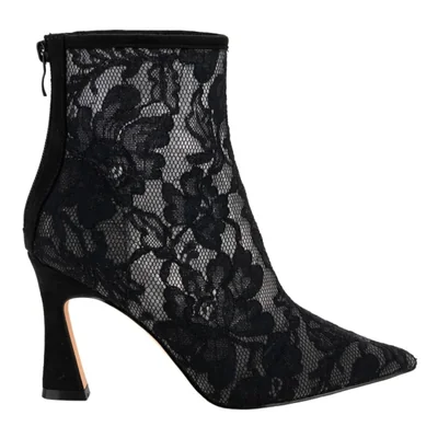 Bota de mujer, de vestir, con encaje, tacón alto y delgado, color negro, mod. 1317096