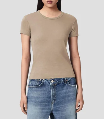 Playera Cuello Redondo Manga Corta Stevie Classic Jersey de Algodón AllSaints Lisa Mujer