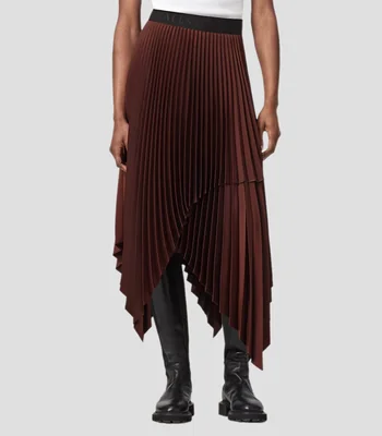 Falda Elisa Pleated Midi con Abertura AllSaints Mujer