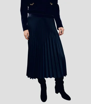 Falda midi de corte regular lisa Mujer
