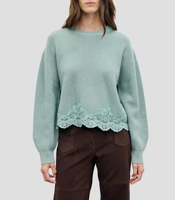 Suéter cuello redondo liso Mujer