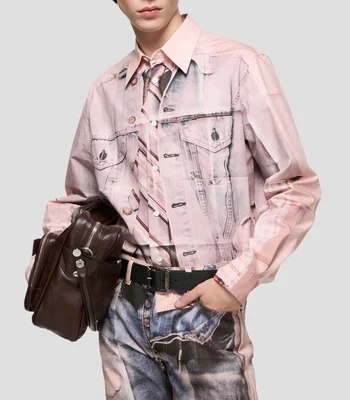 Camisa estampada manga larga Hombre