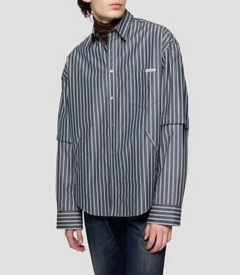 Camisa a rayas manga larga Hombre