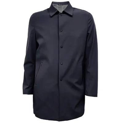 Gabardina con Cuello Camisero Regular Fit Banana Limon Azul Oscuro Snap Button para Hombre
