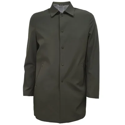 Gabardina con Cuello Camisero Regular Fit Banana Limon Verde Oscuro Snap Button para Hombre