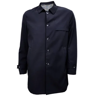 Gabardina con Cuello Camisero Regular Fit Banana Limon Azul Oscuro para Hombre