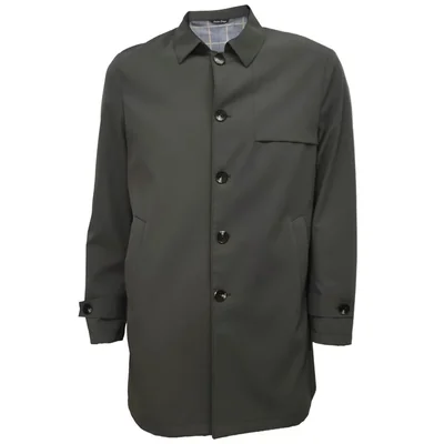 Gabardina con Cuello Camisero Regular Fit Banana Limon Verde Oscuro para Hombre