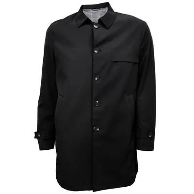Gabardina con Cuello Camisero Regular Fit Banana Limon Negro para Hombre